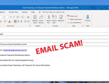 Email scam using LLE Treasurer